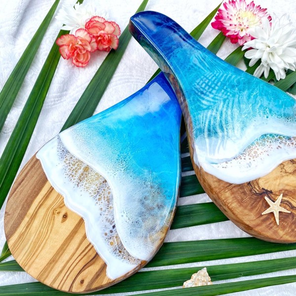 Made in Hawaii Spoon Rest |  Olive Wood Ocean Spoo...